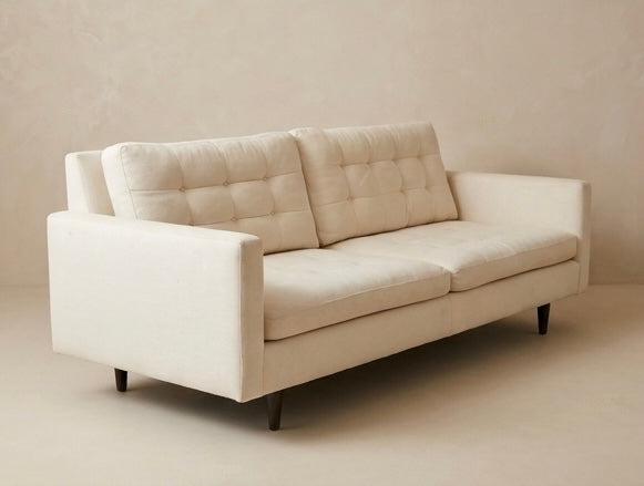 Crate & Barrel Petrie 86" Midcentury Sofa — Cream