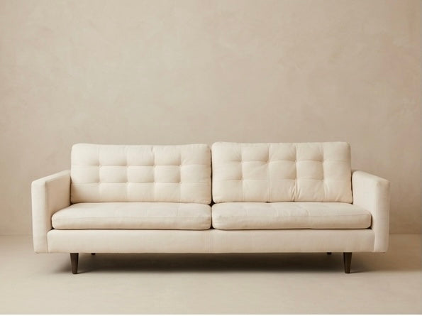 Crate & Barrel Petrie 86" Midcentury Sofa — Cream