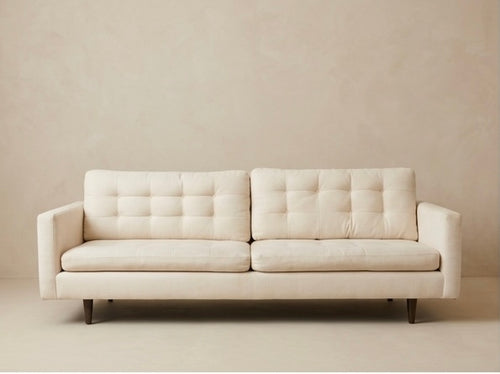 Crate & Barrel Petrie 86" Midcentury Sofa — Cream