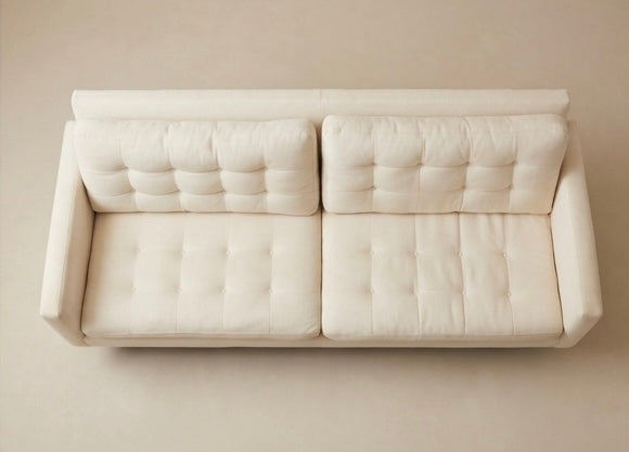 Crate & Barrel Petrie 86" Midcentury Sofa — Cream