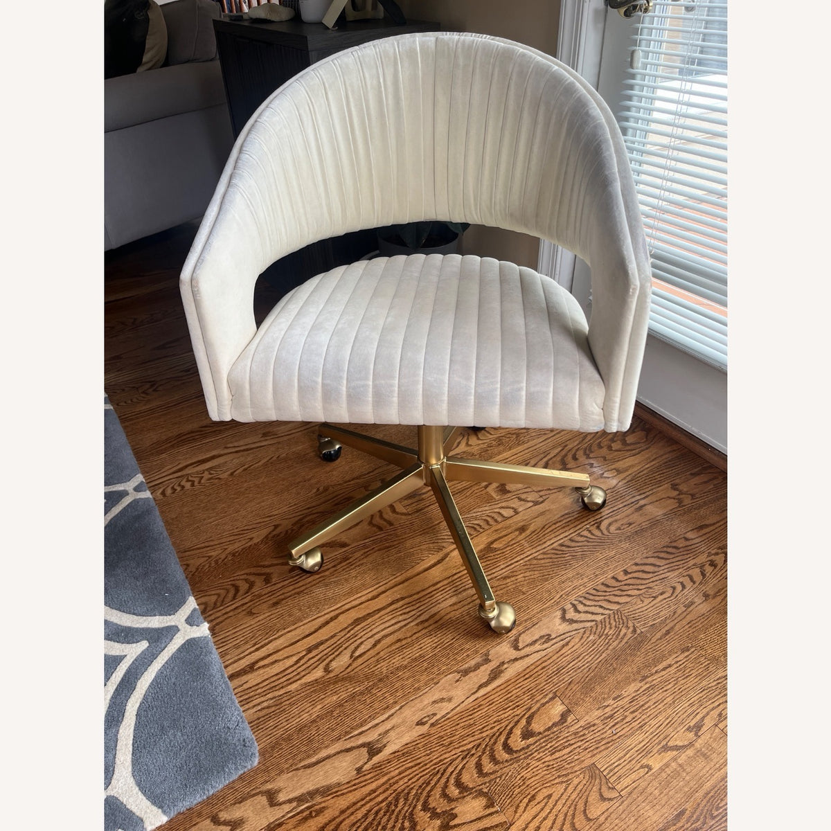 CB2 Channel Ivory Velvet Office Chair