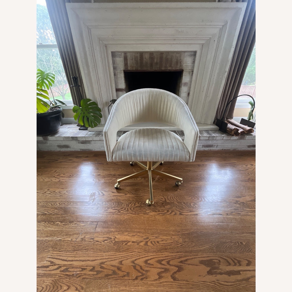 CB2 Channel Ivory Velvet Office Chair