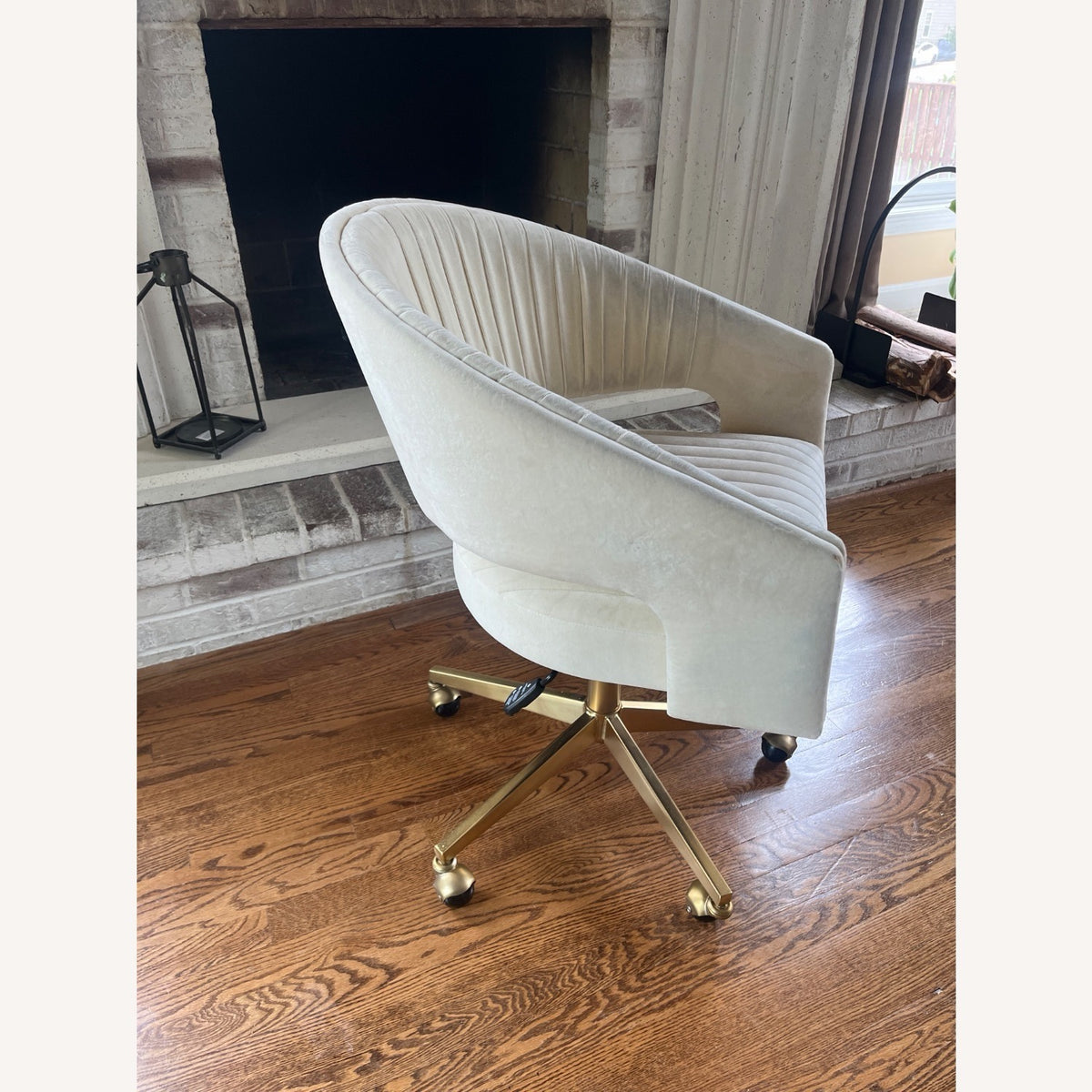 CB2 Channel Ivory Velvet Office Chair