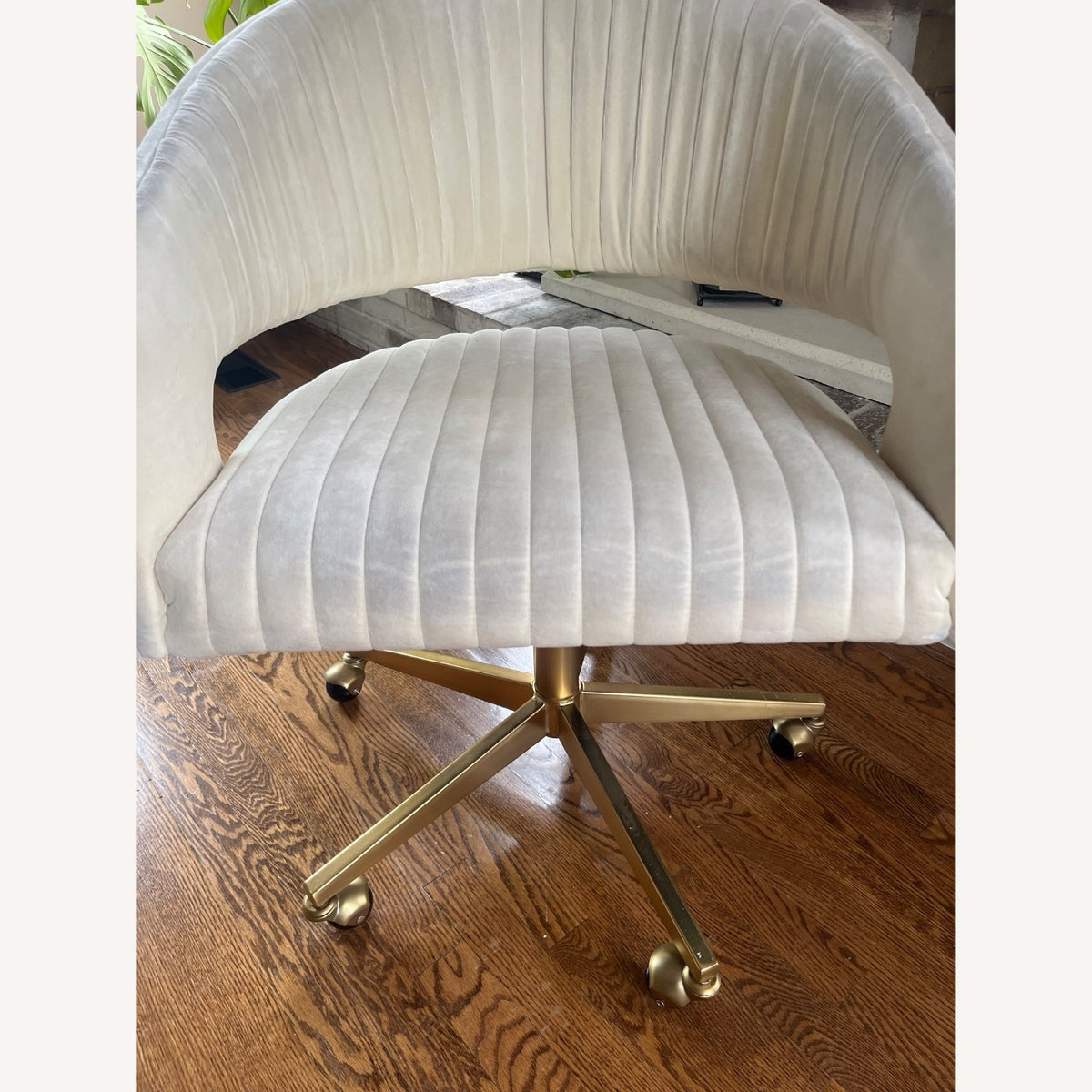 CB2 Channel Ivory Velvet Office Chair