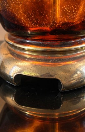 Vintage Tortoise Shell Glass Table Lamp | Statement Accent Lighting