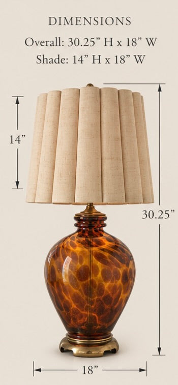 Vintage Tortoise Shell Glass Table Lamp | Statement Accent Lighting