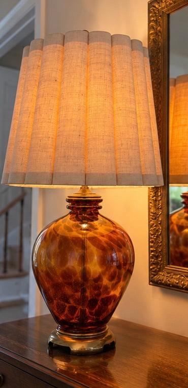 Vintage Tortoise Shell Glass Table Lamp | Statement Accent Lighting