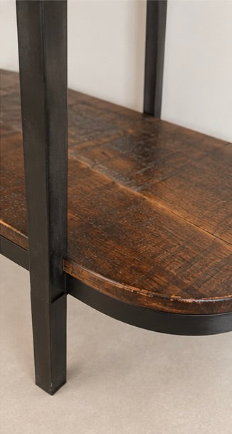 Rustic Solid Wood Two-Tier Console Table – Oil-Rubbed Bronze-toned Frame