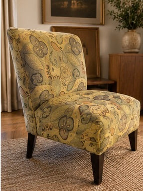 Vintage-Style Floral Upholstered Slipper Accent Chair