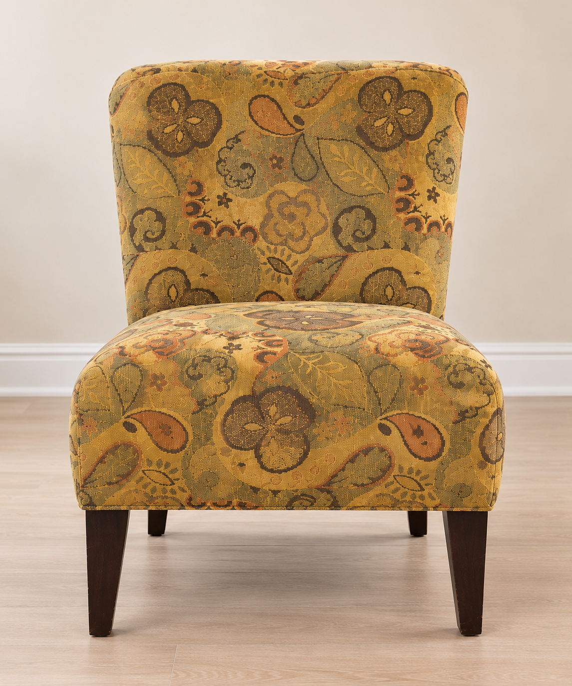 Vintage-Style Floral Upholstered Slipper Accent Chair